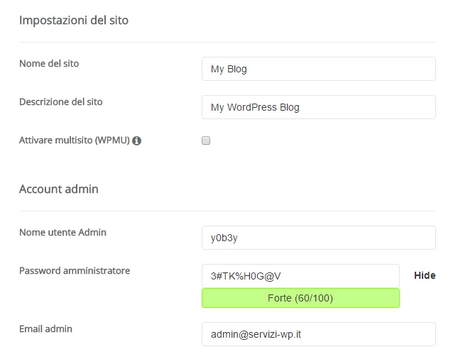 Impostazioni del sito