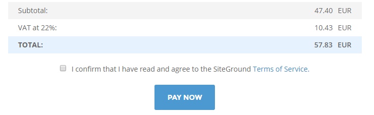 SiteGround pay now