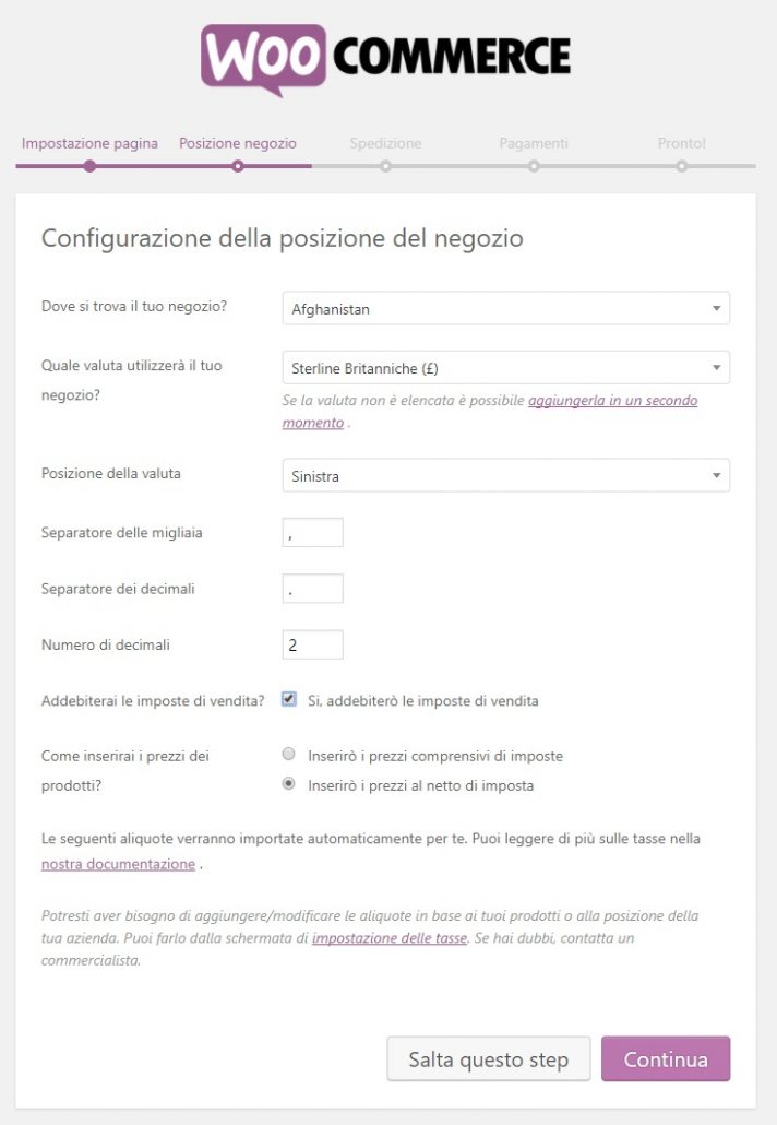 posizione negozio wizard woocommerce 2