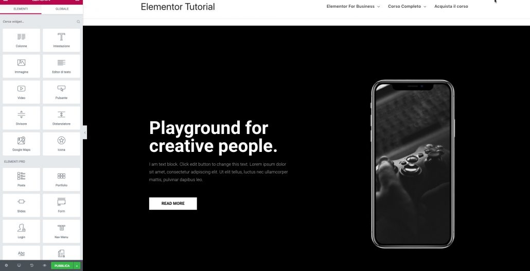 Elementor 2.0 Blocchi