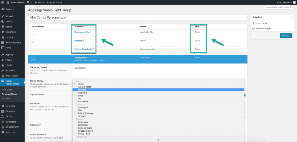 Campi Personalizzati UI