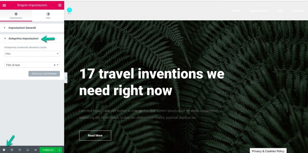 Layout anteprima Movie CPT