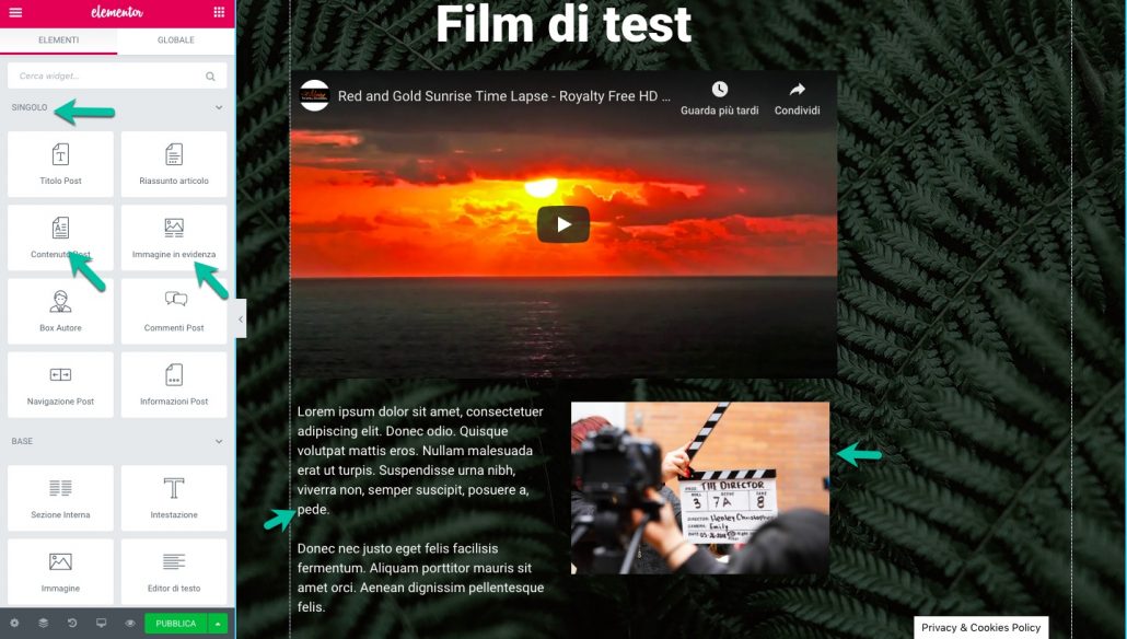popolamento layout personalizzato