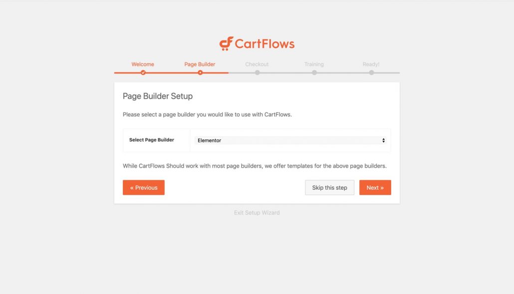 Cartflow wizard scelta page builder