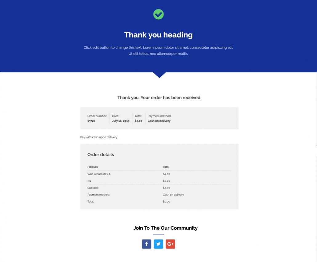 CartFlow Thank you page