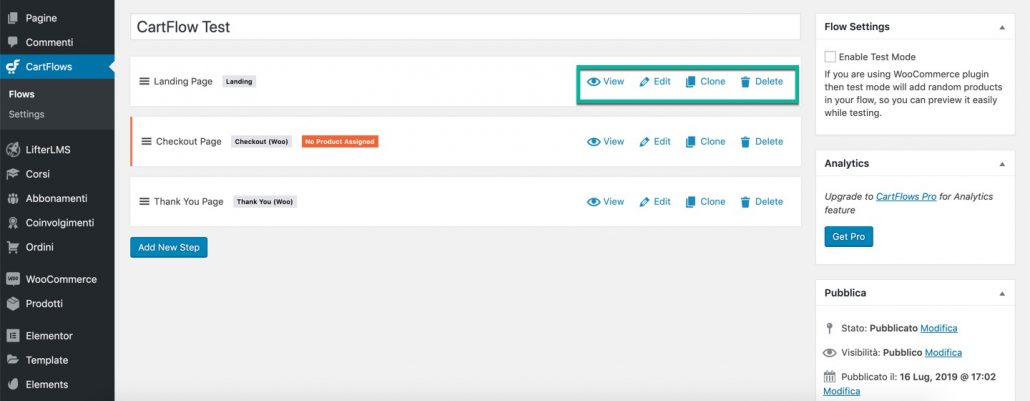 CartFlow edit Links