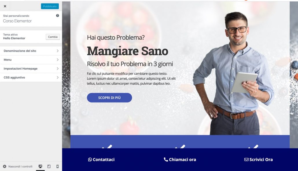 Hello Elementor Opzioni