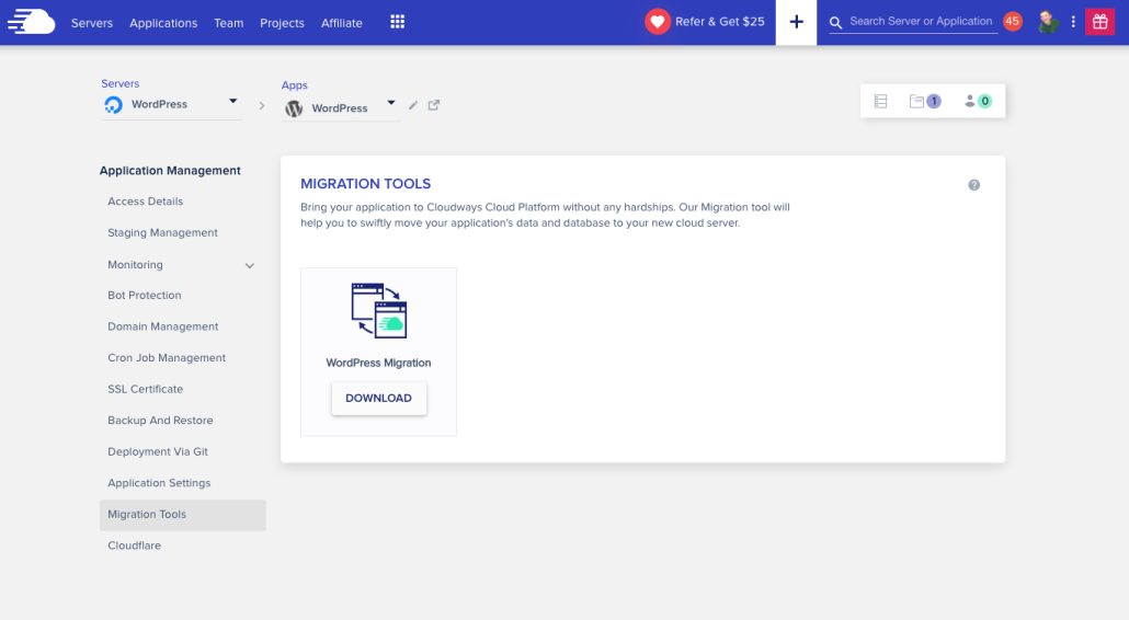 Cloudways plugin Migrazione