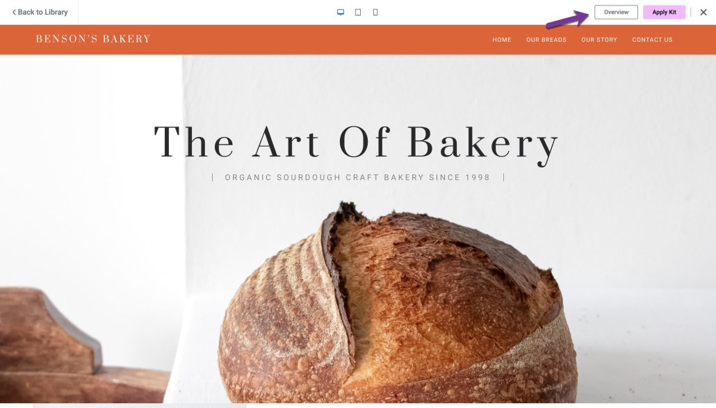 Kit Library elementor overview