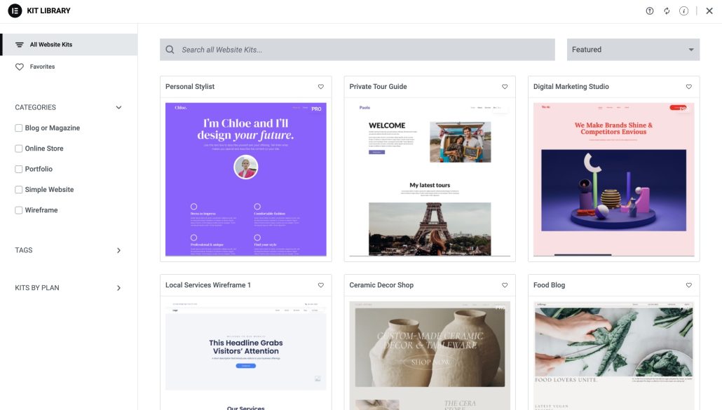 Kit library elementor scegli