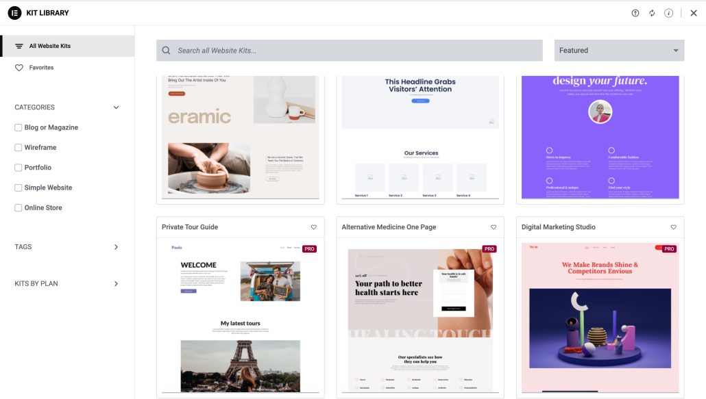 kit library elementor
